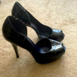 Navy Blue peep toe heel